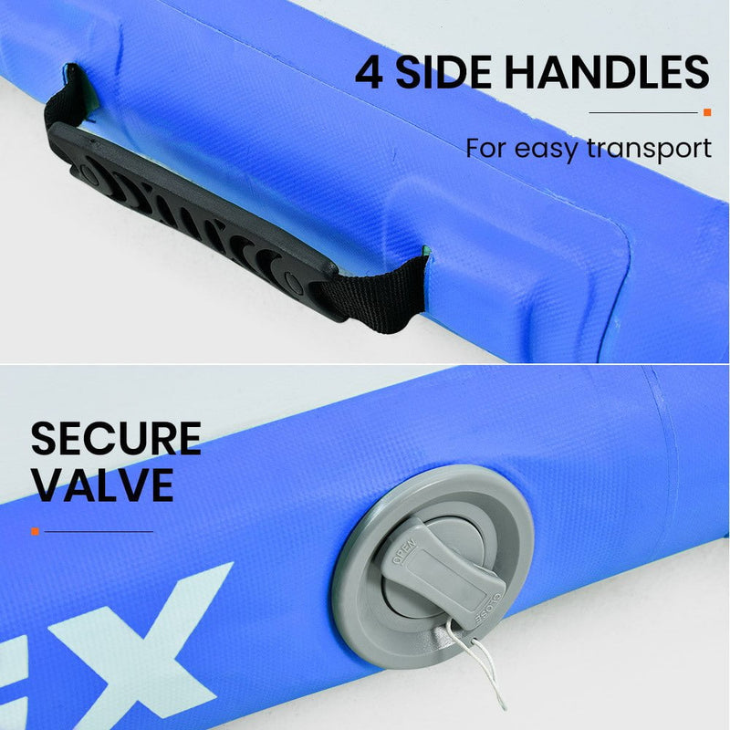 PROFLEX  300x100x10cm Inflatable Air Track Mat Tumbling Gymnastics, Blue & White, with Electric Pump Payday Deals