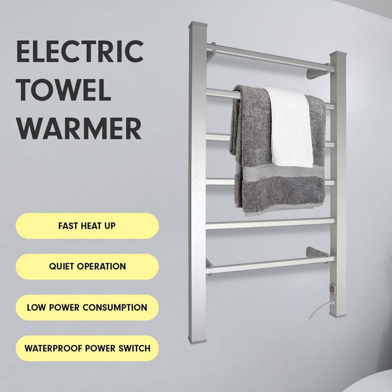 Pronti Heated Towel Rack Electric Bathroom Towel Rails Warmer 100w - Silver Payday Deals