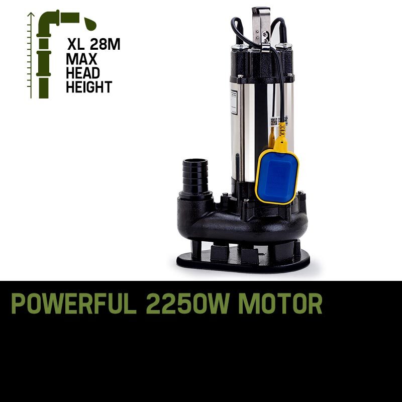 PROTEGE 2250W Submersible Dirty Water Pump Sewage Bore Septic Tank Well Sewerage Payday Deals