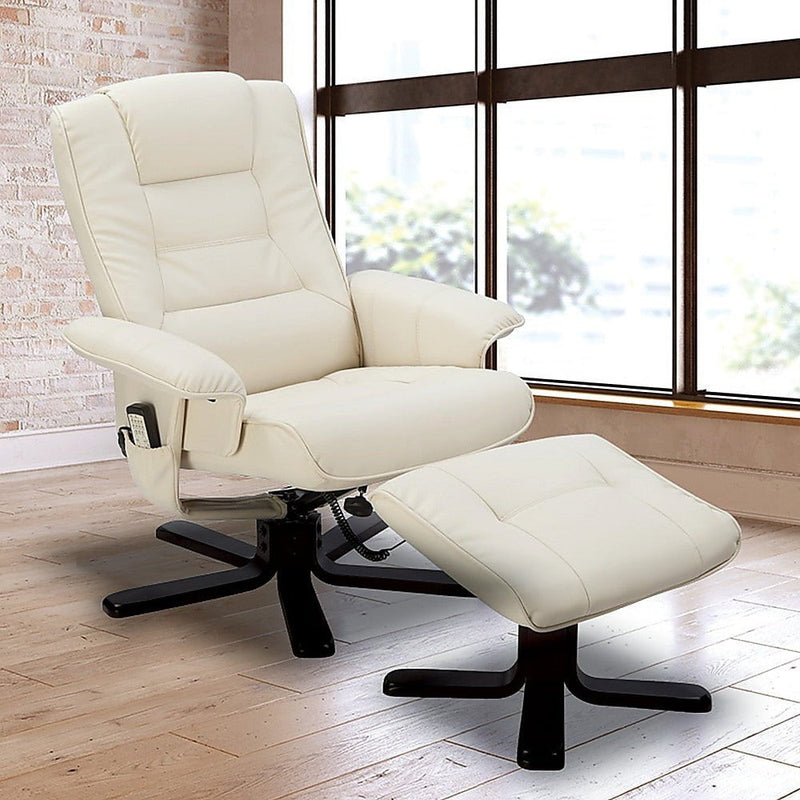 PU Leather Massage Chair Recliner Ottoman Lounge Remote Payday Deals