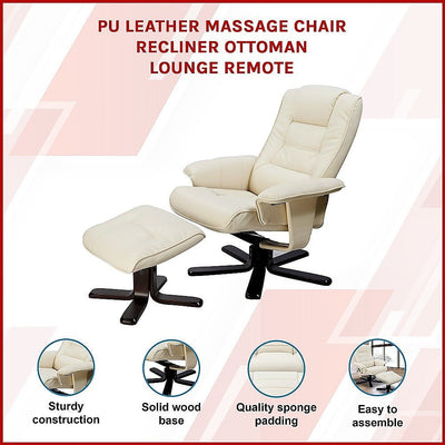 PU Leather Massage Chair Recliner Ottoman Lounge Remote Payday Deals