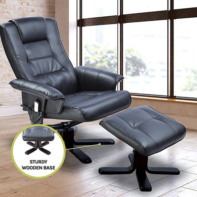 PU Leather Massage Chair Recliner Ottoman Lounge Remote Payday Deals