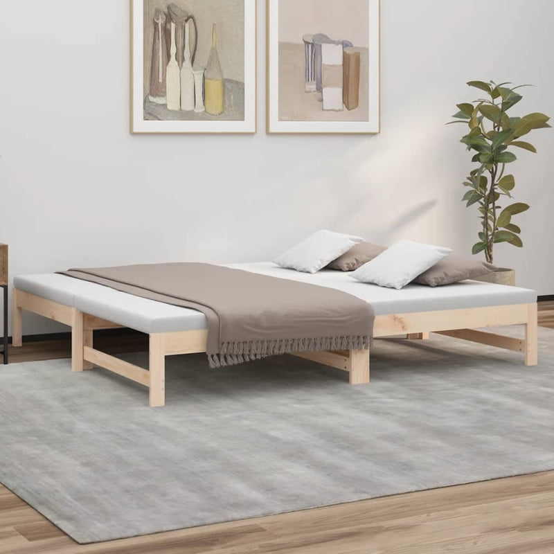 Pull-out Day Bed without Mattress 2x(90x190) cm Solid Wood Pine Payday Deals