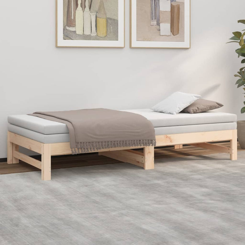 Pull-out Day Bed without Mattress 2x(90x190) cm Solid Wood Pine Payday Deals