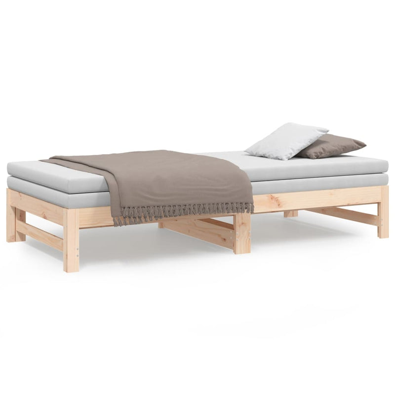 Pull-out Day Bed without Mattress 2x(90x190) cm Solid Wood Pine Payday Deals