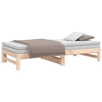 Pull-out Day Bed without Mattress 2x(90x190) cm Solid Wood Pine Payday Deals