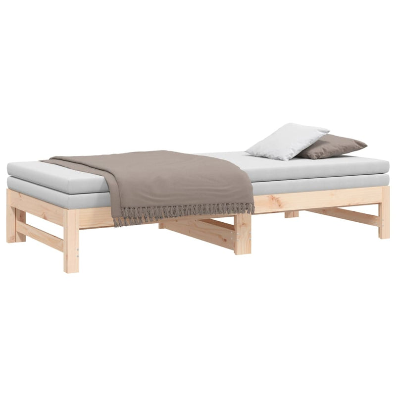 Pull-out Day Bed without Mattress 2x(90x190) cm Solid Wood Pine Payday Deals
