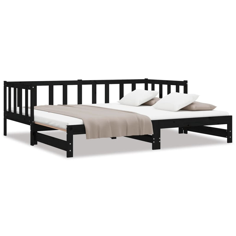 Pull-out Day Bed without Mattress Black 2x(90x190) cm Payday Deals