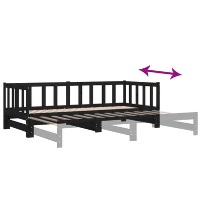 Pull-out Day Bed without Mattress Black 2x(90x190) cm Payday Deals