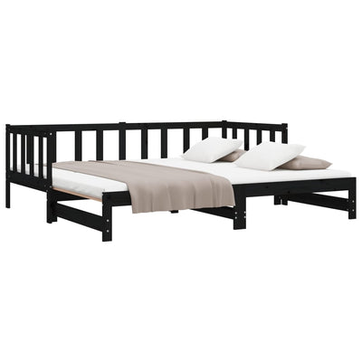 Pull-out Day Bed without Mattress Black 2x(90x190) cm Payday Deals