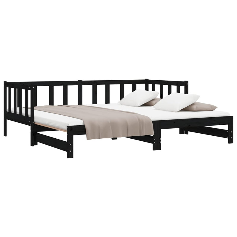 Pull-out Day Bed without Mattress Black 2x(90x190) cm Payday Deals