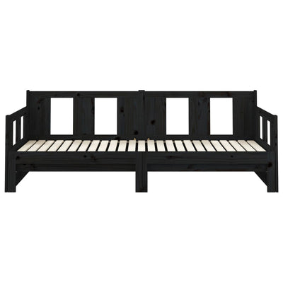 Pull-out Day Bed without Mattress Black Solid Wood Pine 2x(90x190) cm Payday Deals