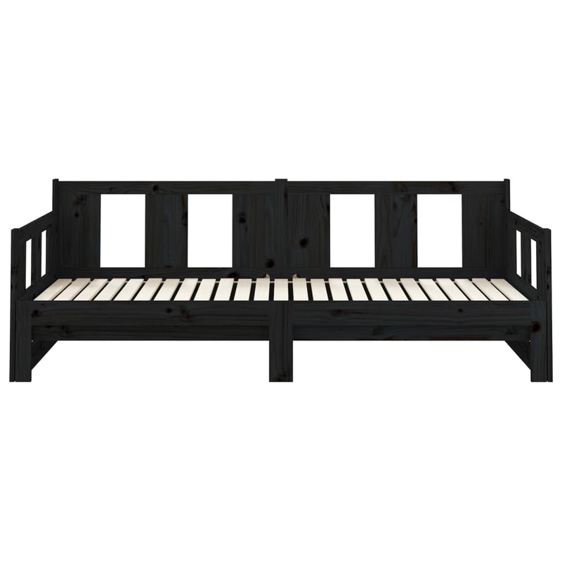 Pull-out Day Bed without Mattress Black Solid Wood Pine 2x(90x190) cm Payday Deals