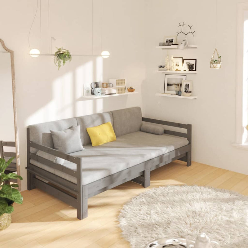 Pull-out Day Bed without Mattress Grey 2x(90x190) cm Payday Deals