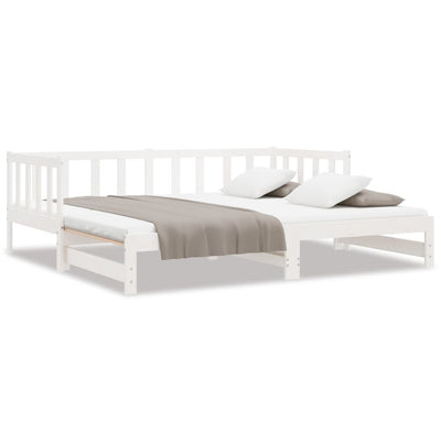 Pull-out Day Bed without Mattress White 2x(90x190) cm Payday Deals