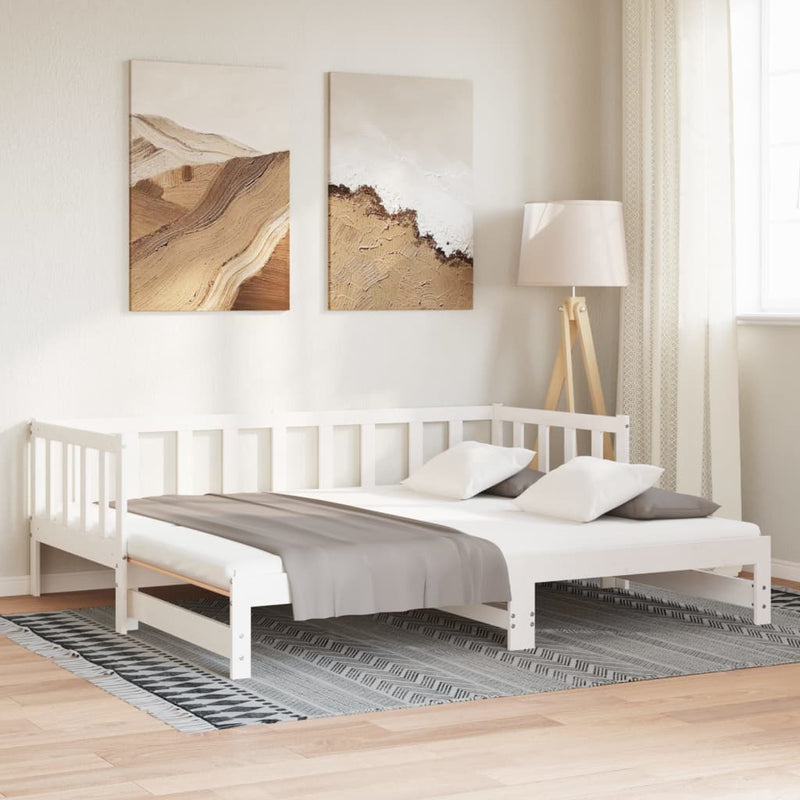 Pull-out Day Bed without Mattress White 2x(90x190) cm Payday Deals