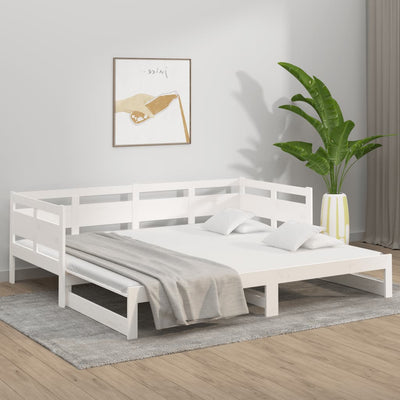Pull-out Day Bed without Mattress White 2x(90x190) cm Payday Deals