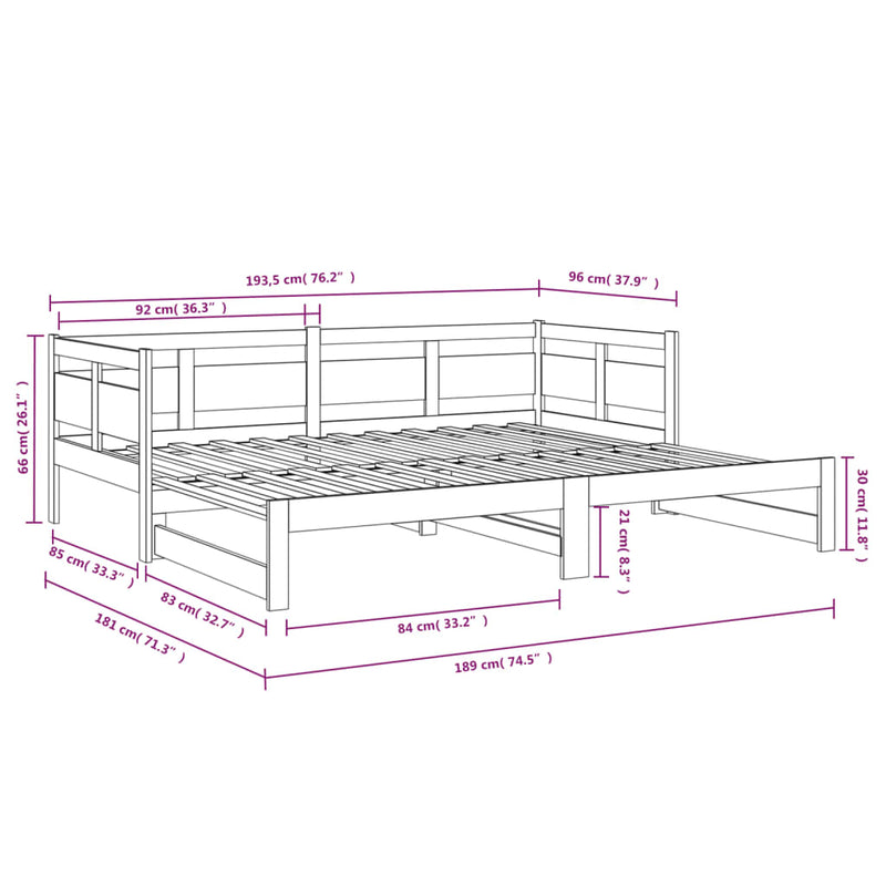 Pull-out Day Bed without Mattress White 2x(90x190) cm Payday Deals