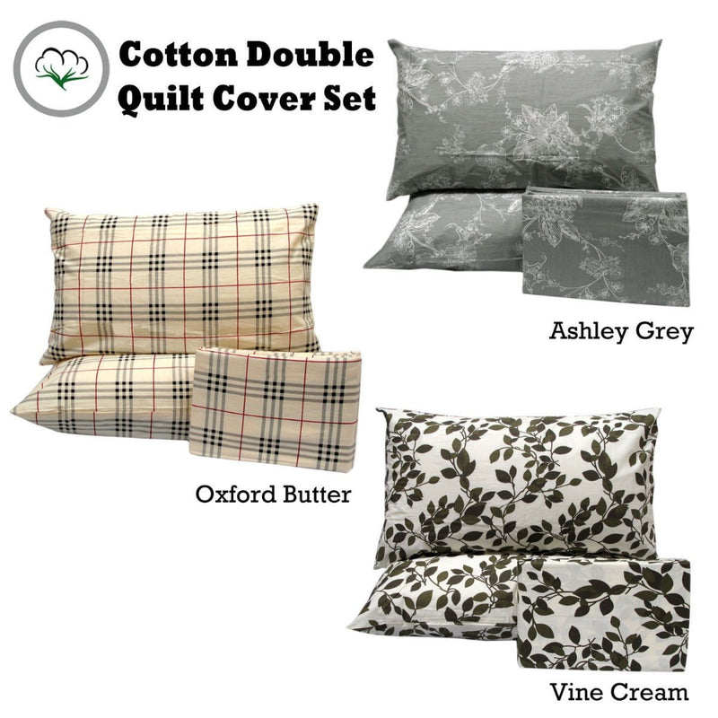 Pure Cotton Oxford Quilt Cover Set Double Payday Deals