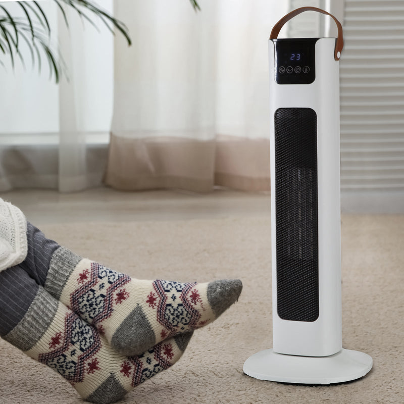 Pursonic Electric Ceramic Tower Heater Portable Oscillating Remote Control - White Payday Deals