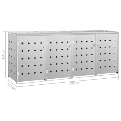 Quadruple Wheelie Bin Shed 240 L Stainless Steel Payday Deals
