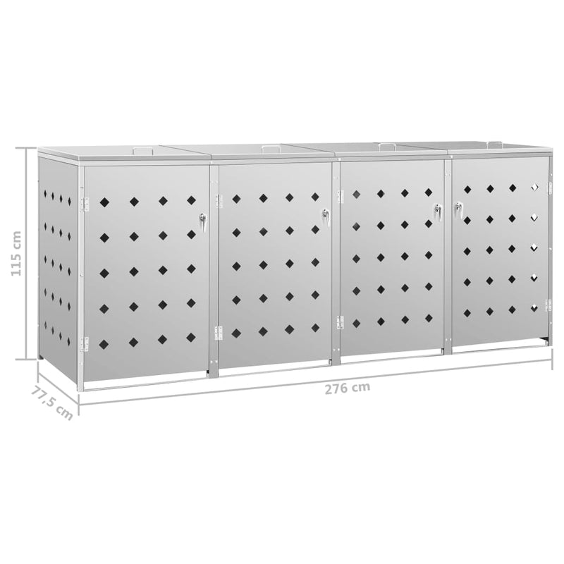Quadruple Wheelie Bin Shed 240 L Stainless Steel Payday Deals