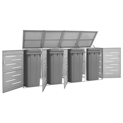 Quadruple Wheelie Bin Shed 276.5x77.5x112.5 cm Stainless Steel Payday Deals
