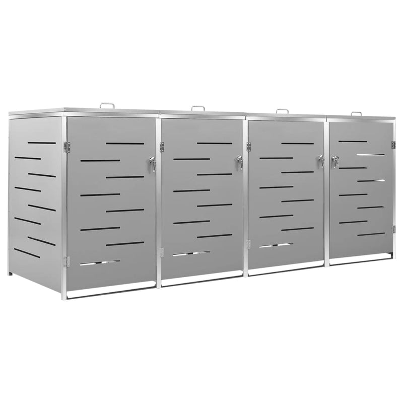 Quadruple Wheelie Bin Shed 276.5x77.5x112.5 cm Stainless Steel Payday Deals