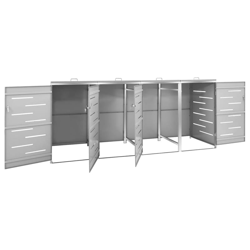 Quadruple Wheelie Bin Shed 276.5x77.5x112.5 cm Stainless Steel Payday Deals