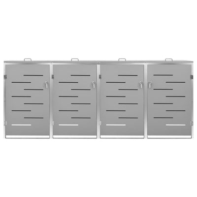 Quadruple Wheelie Bin Shed 276.5x77.5x112.5 cm Stainless Steel Payday Deals