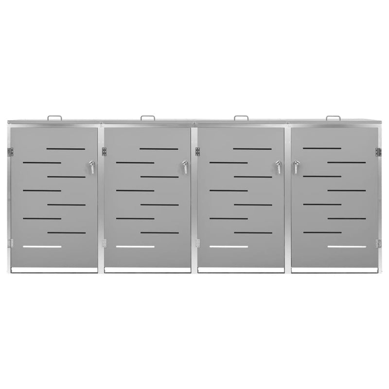 Quadruple Wheelie Bin Shed 276.5x77.5x112.5 cm Stainless Steel Payday Deals