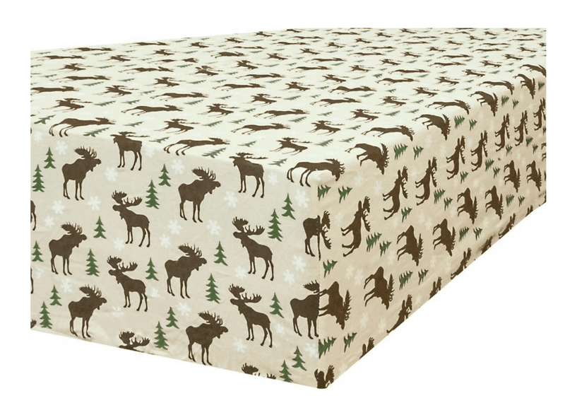 Queen 100% Cotton Flannelette Fitted Bed Sheet Authentic Flannel - Beige Reindeer Payday Deals