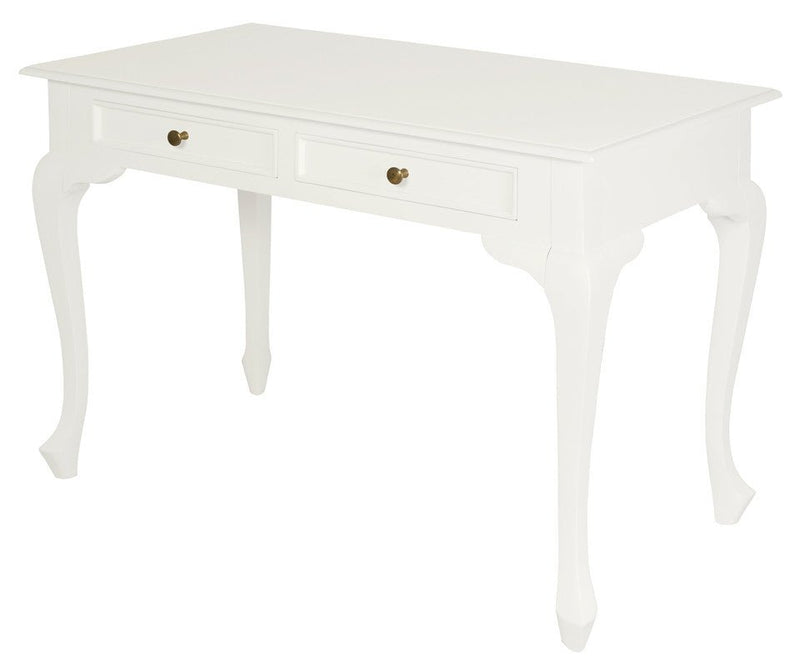 Queen Anne 2 Drawer Desk (White) Payday Deals
