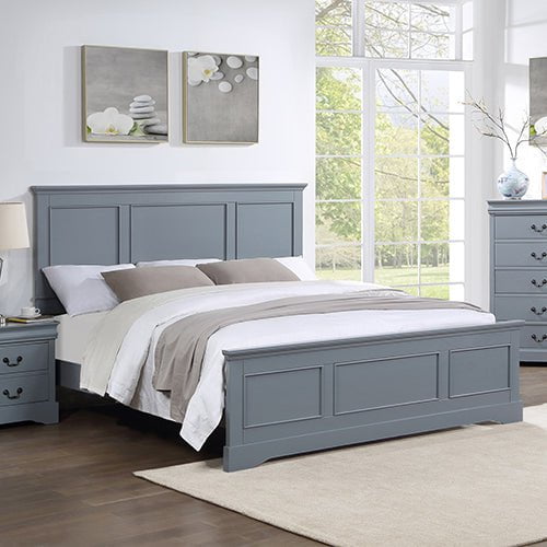 Queen Bed Frame in Solid Wood with Slats Support in Grey colour Payday Deals