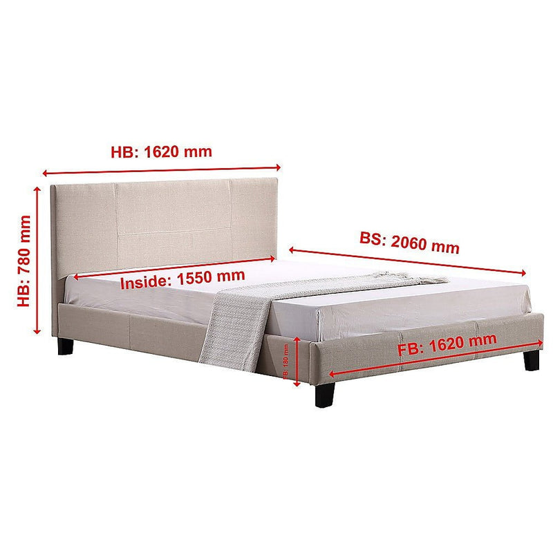 Queen Linen Fabric Bed Frame Beige Payday Deals