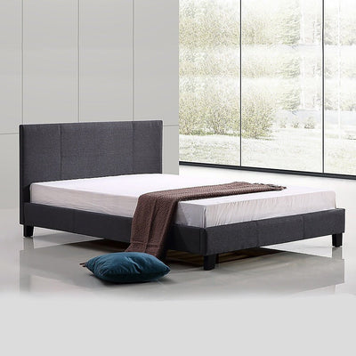 Queen Linen Fabric Bed Frame Grey Payday Deals