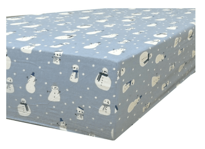 Queen Luxury 100% Cotton Flannelette Fitted Bed Sheet Authentic Flannel - Snowman Payday Deals