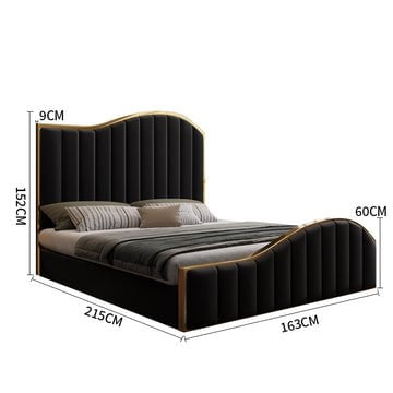 Queen Size Black Velvet Fabric Golden Metal Storage Elegant Luxury Bedframe Payday Deals