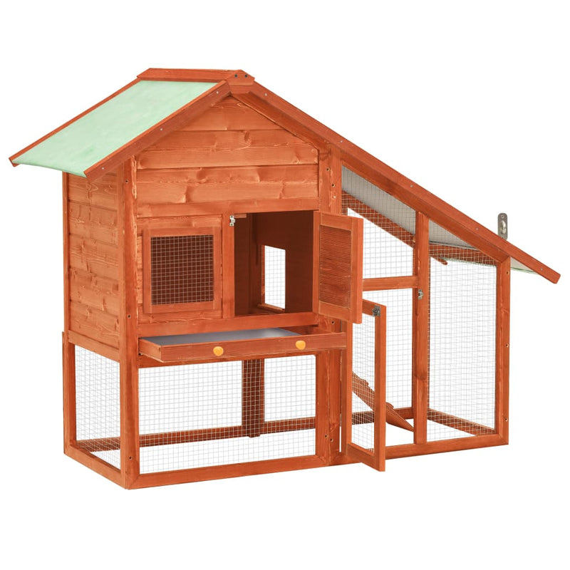 Rabbit Hutch 140x63x120 cm Solid Firwood Payday Deals