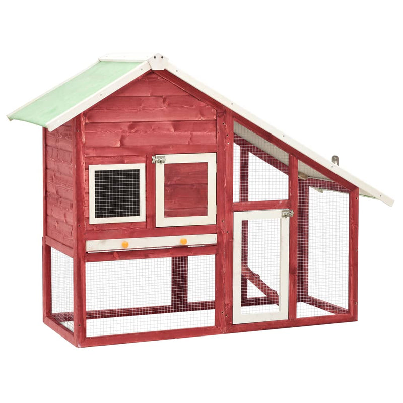 Rabbit Hutch Red and White 140x63x120 cm Solid Firwood Payday Deals