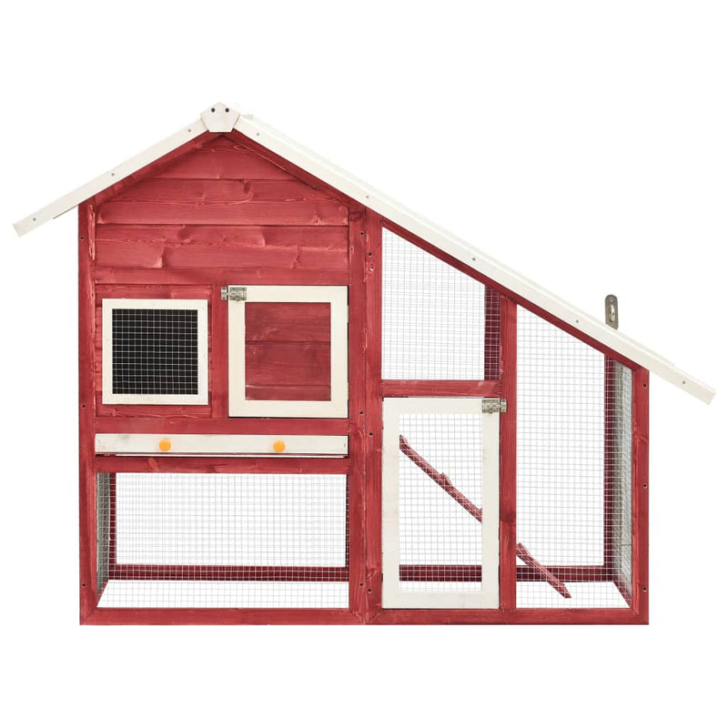 Rabbit Hutch Red and White 140x63x120 cm Solid Firwood Payday Deals