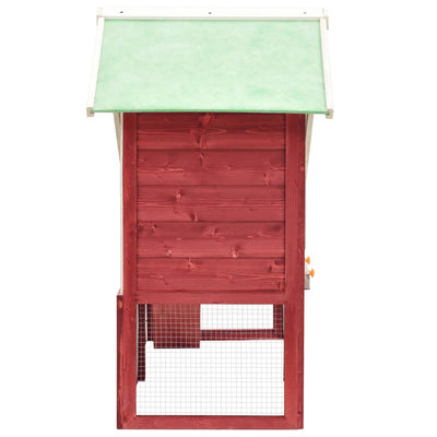 Rabbit Hutch Red and White 140x63x120 cm Solid Firwood Payday Deals