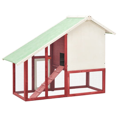 Rabbit Hutch Red and White 140x63x120 cm Solid Firwood Payday Deals