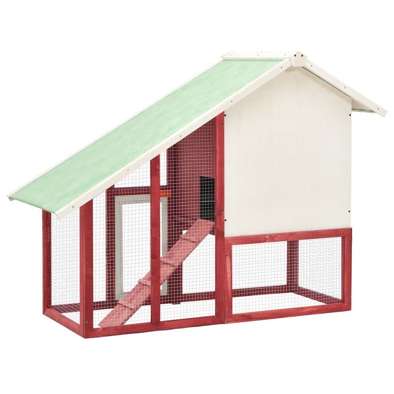 Rabbit Hutch Red and White 140x63x120 cm Solid Firwood Payday Deals