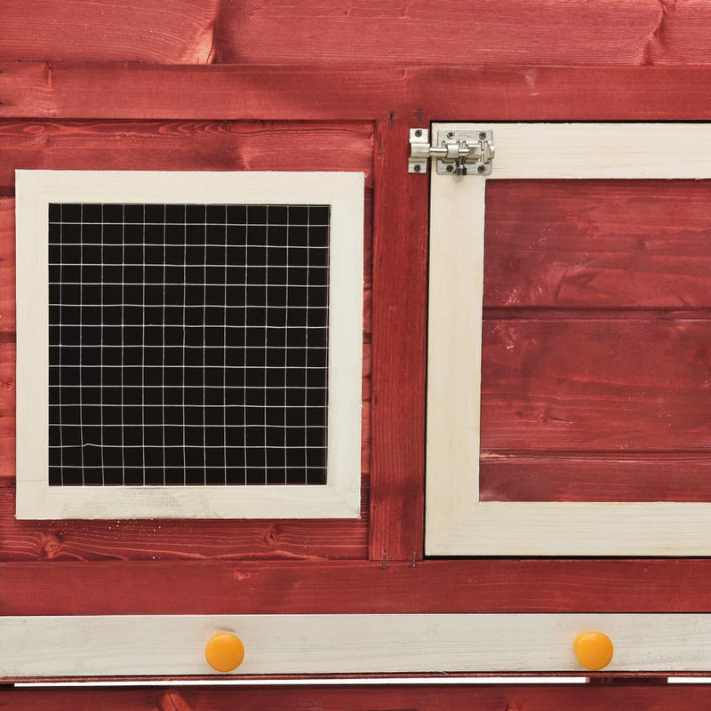 Rabbit Hutch Red and White 140x63x120 cm Solid Firwood Payday Deals