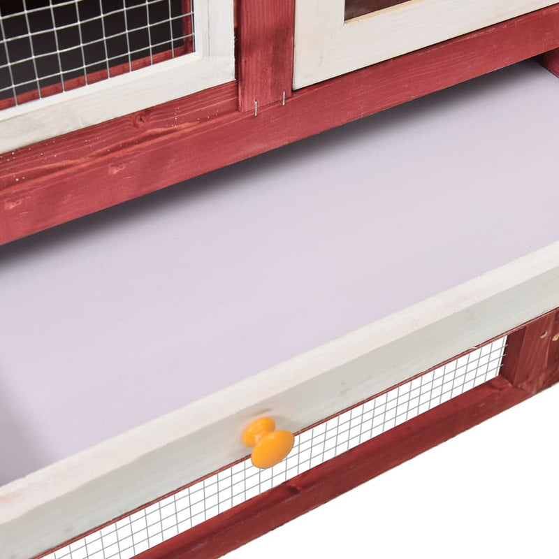Rabbit Hutch Red and White 140x63x120 cm Solid Firwood Payday Deals