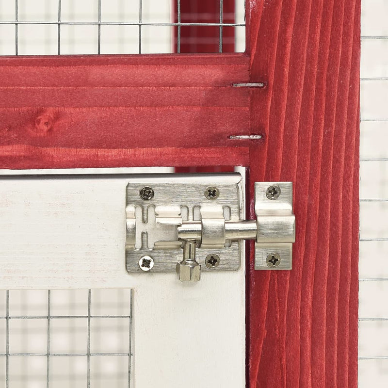Rabbit Hutch Red and White 140x63x120 cm Solid Firwood Payday Deals