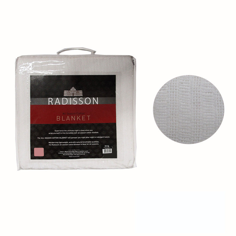 Radisson All Season Cotton Blanket White QUEEN Payday Deals