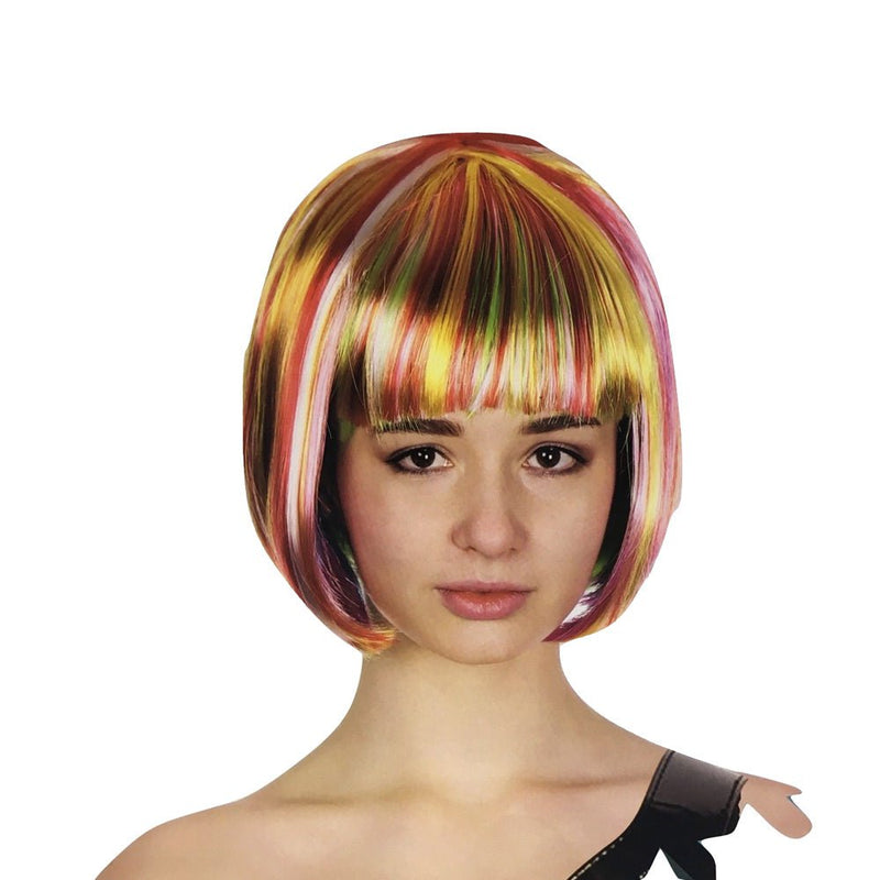 RAINBOW Bob Wig Costume Short Straight Fringe Cosplay Party Full Hair Womens - Rainbow Payday Deals