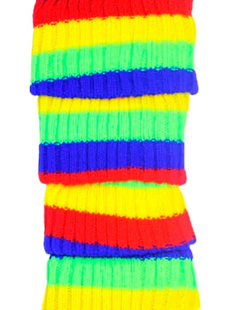 RAINBOW LEG WARMERS High Knitted Womens Neon Party Knit Ankle Socks 80s Dance - Rainbow Payday Deals